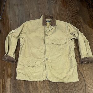 Vtg Polo by Ralph Lauren tan canvas Hunting Barn cord trim jacket sz L